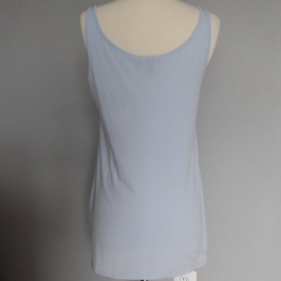 Eileen Fisher Scoop Neck Long Silk‎ Jersey Tank Top Blue Sleeveless Shirt - Picture 7 of 9
